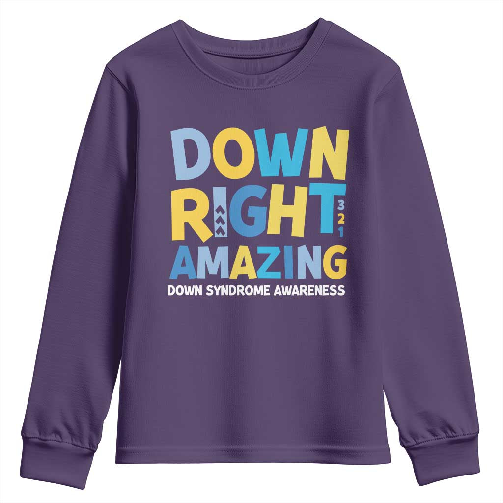 World Down Syndrome Day Youth Sweatshirt 321 Support Down Right Amazing Three Arrows