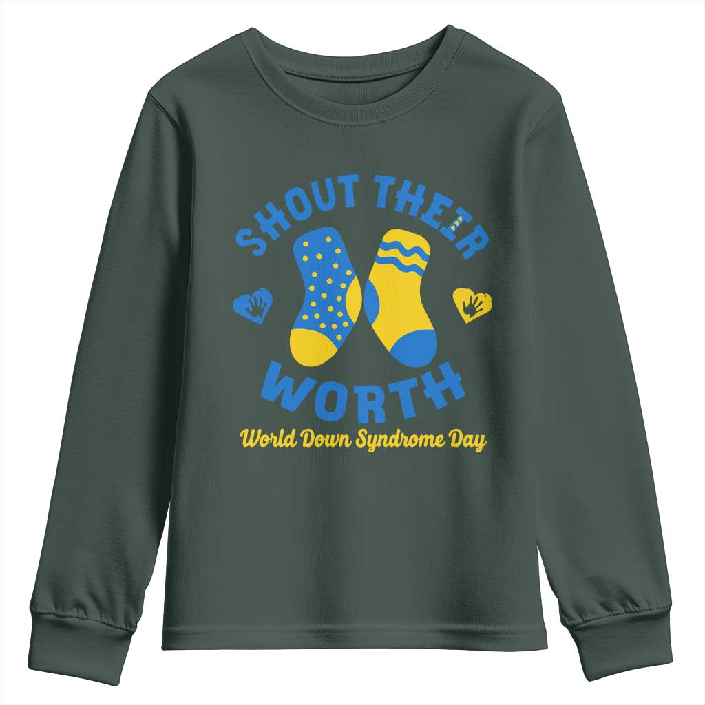 World Down Syndrome Day Youth Sweatshirt 321 Support Shout Their Worth