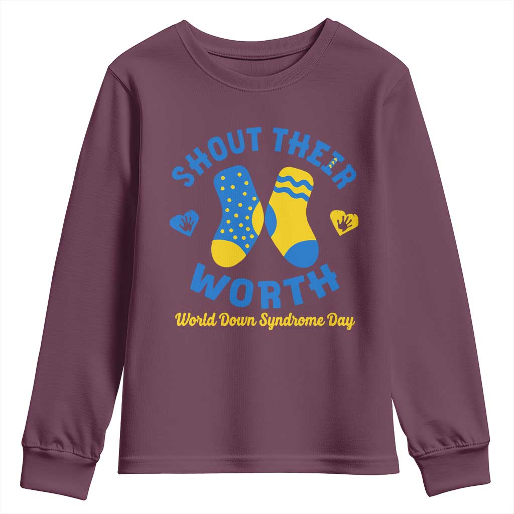 World Down Syndrome Day Youth Sweatshirt 321 Support Shout Their Worth
