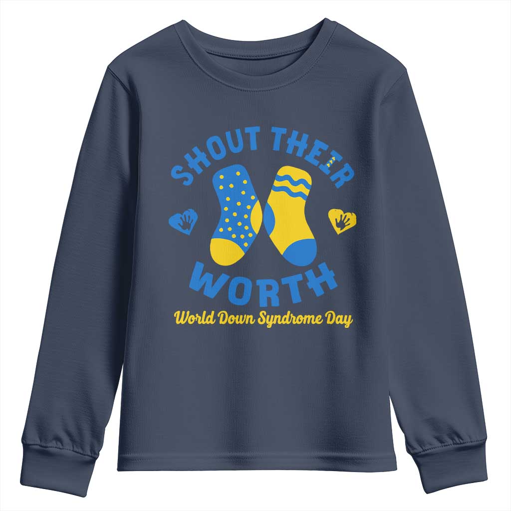 World Down Syndrome Day Youth Sweatshirt 321 Support Shout Their Worth