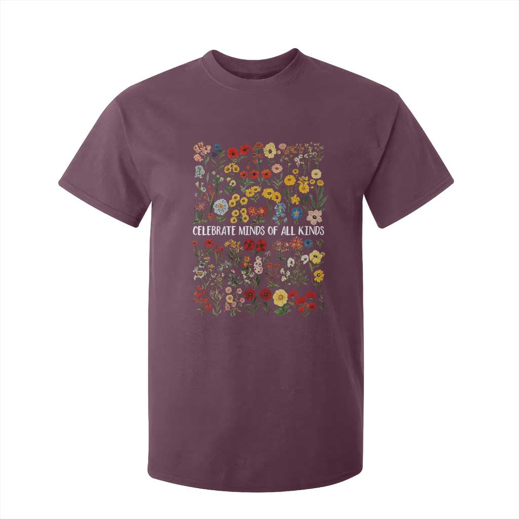 Autism Support T Shirt For Kid Neurodiversity Celebrate Minds of All Kinds