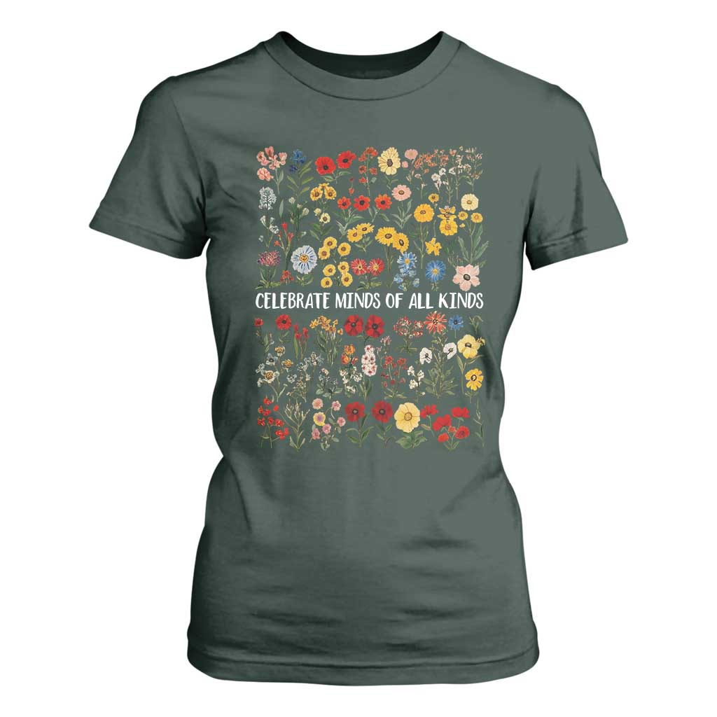 Autism Support T Shirt For Women Neurodiversity Celebrate Minds of All Kinds