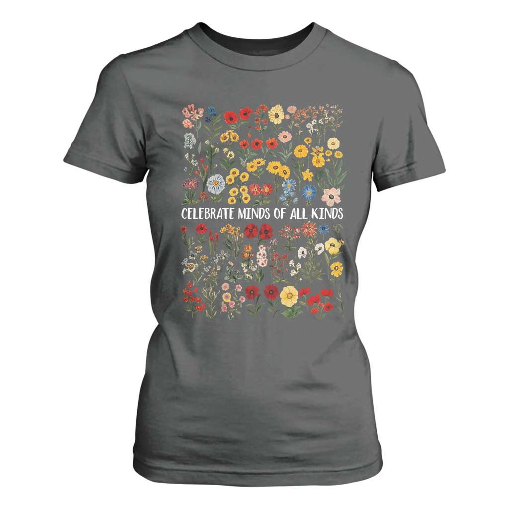 Autism Support T Shirt For Women Neurodiversity Celebrate Minds of All Kinds