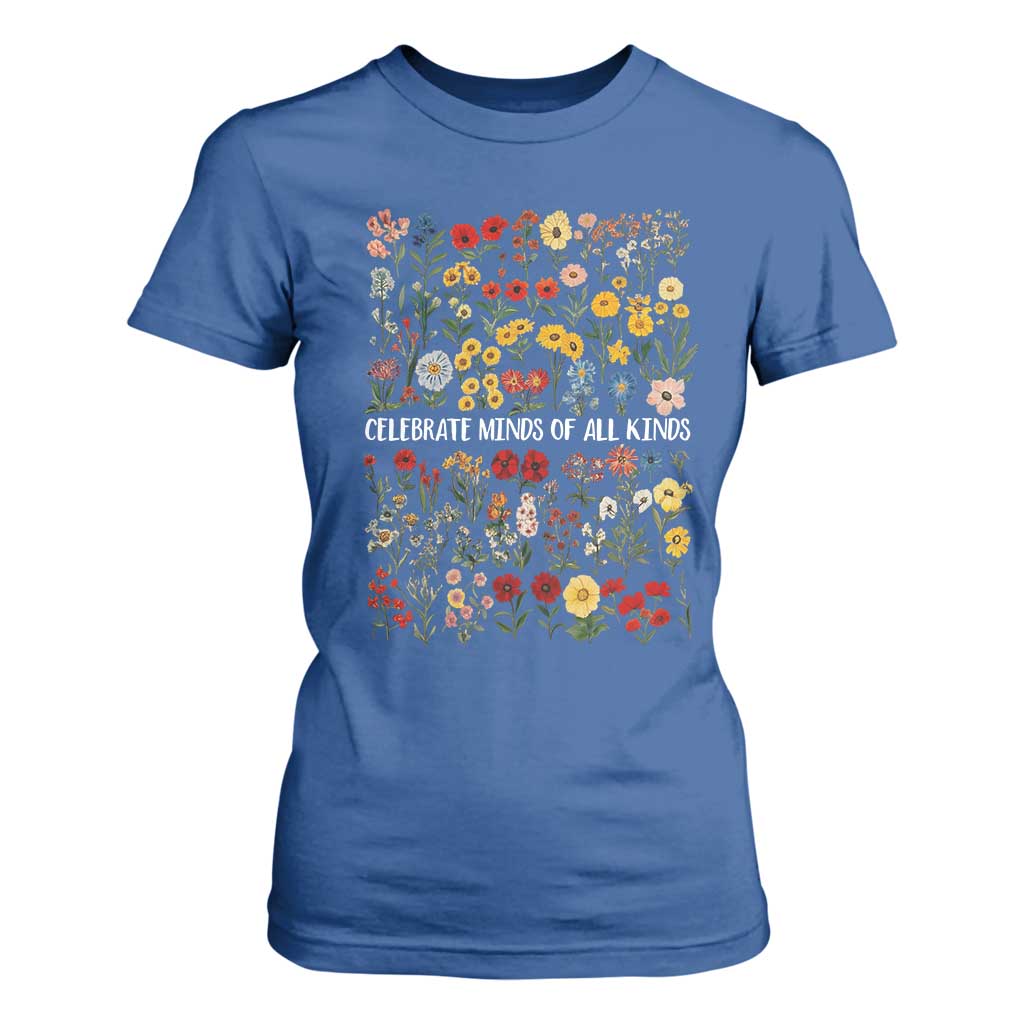 Autism Support T Shirt For Women Neurodiversity Celebrate Minds of All Kinds