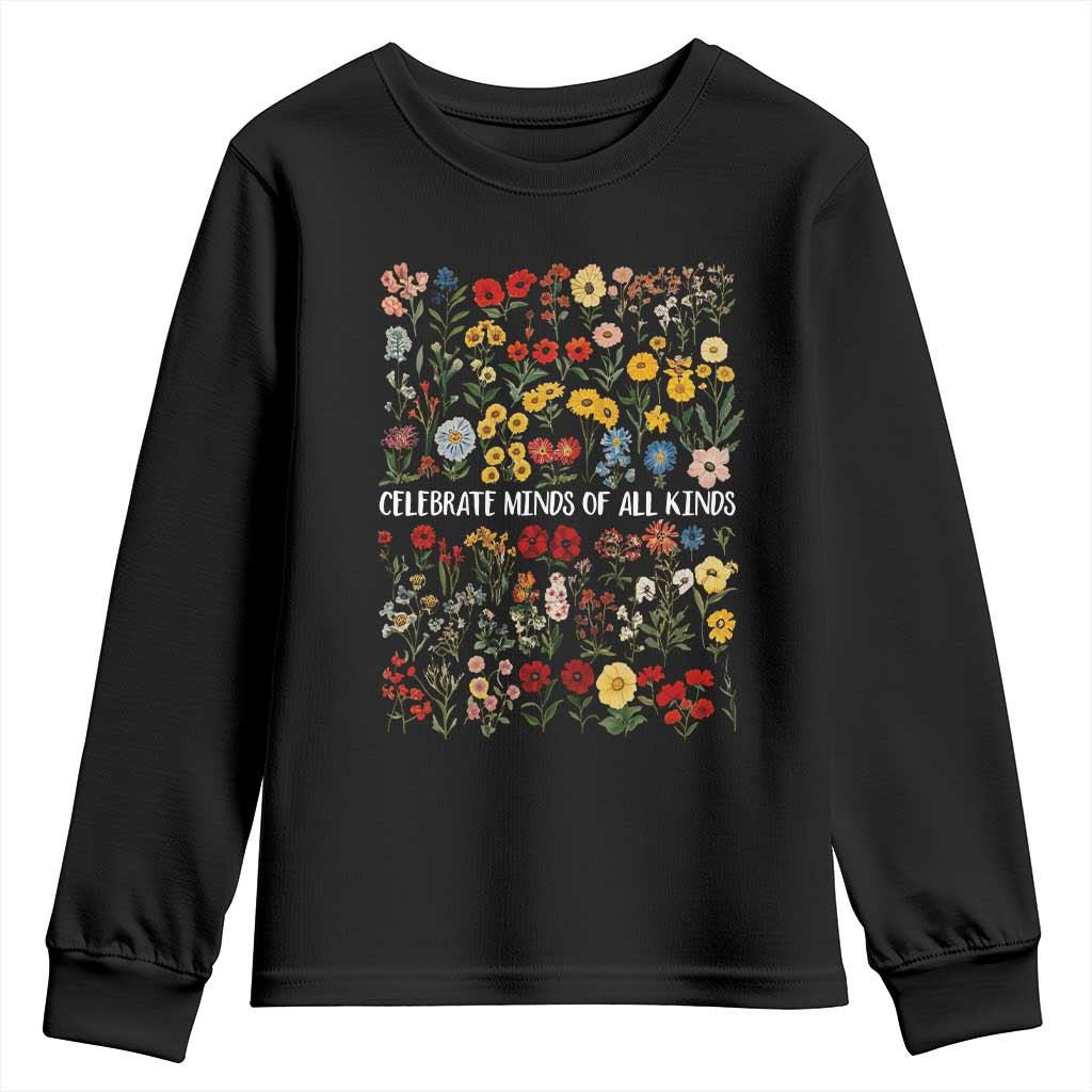 Autism Support Youth Sweatshirt Neurodiversity Celebrate Minds of All Kinds