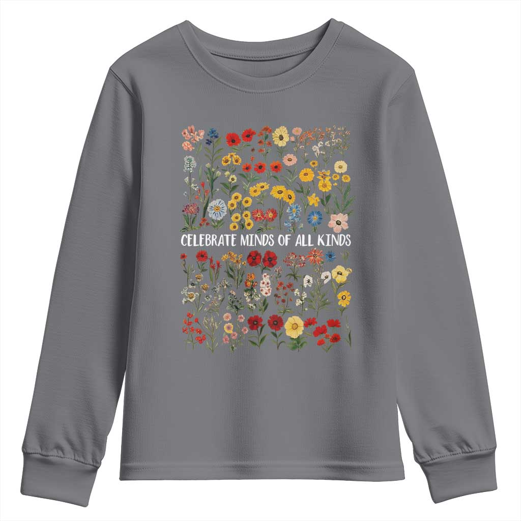 Autism Support Youth Sweatshirt Neurodiversity Celebrate Minds of All Kinds