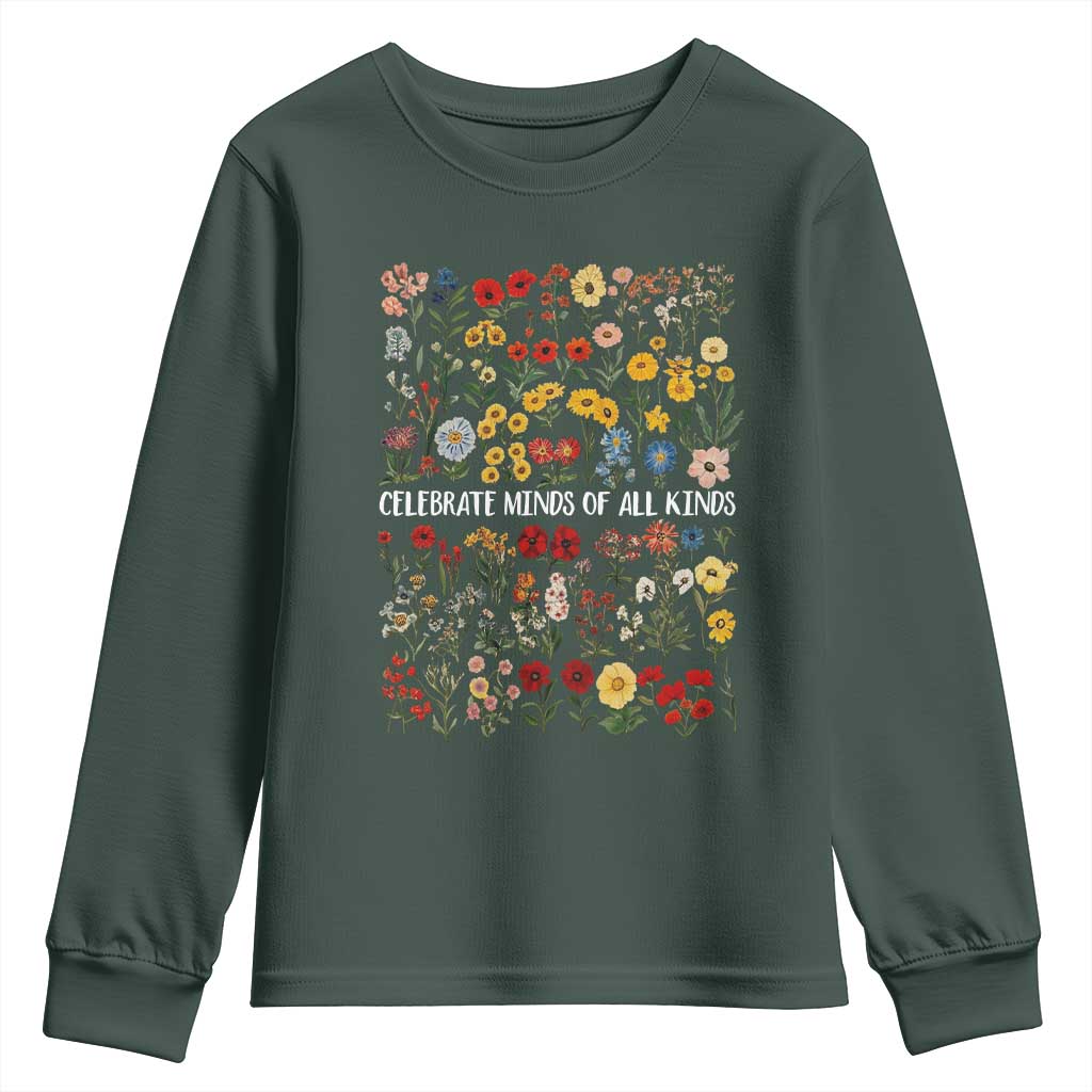 Autism Support Youth Sweatshirt Neurodiversity Celebrate Minds of All Kinds