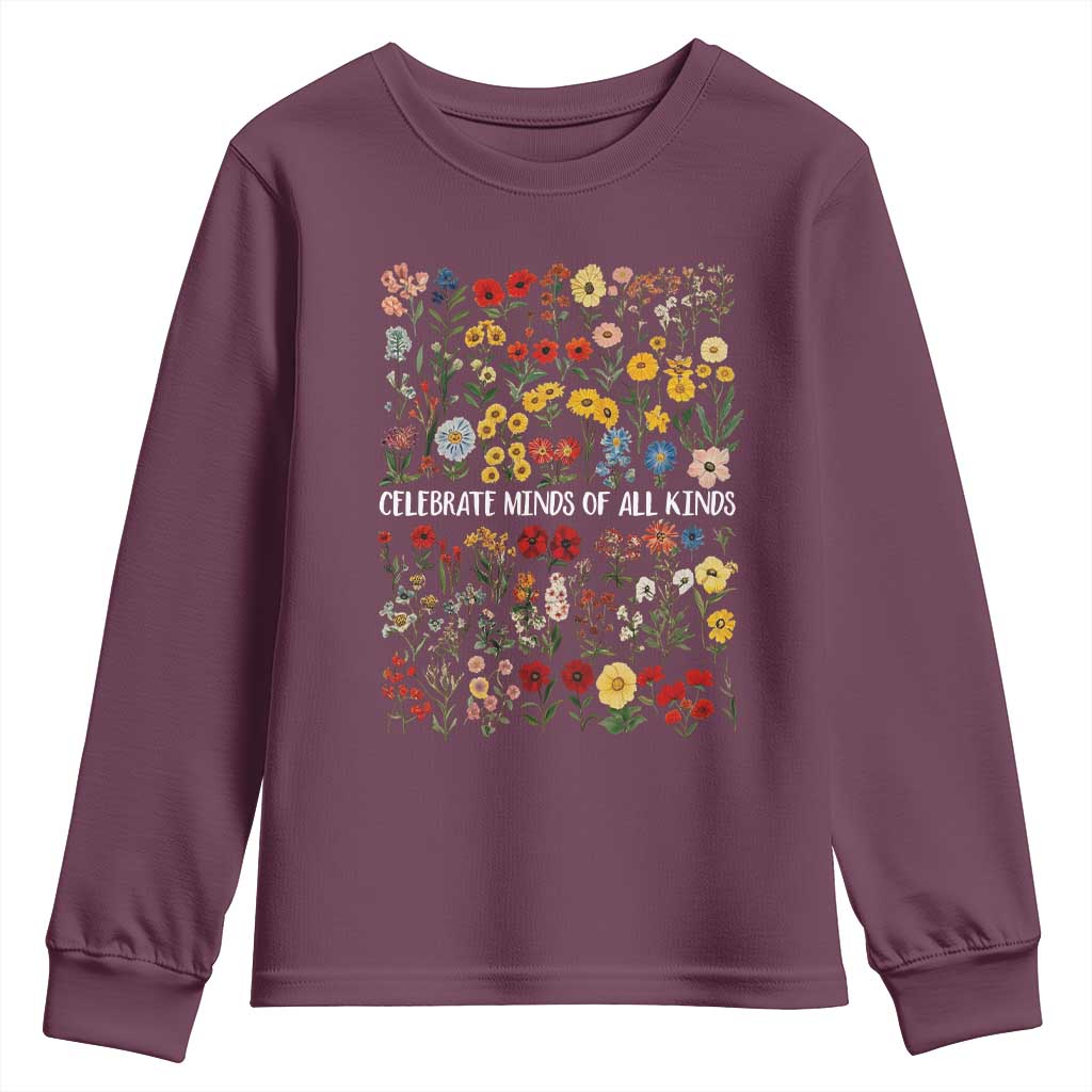 Autism Support Youth Sweatshirt Neurodiversity Celebrate Minds of All Kinds