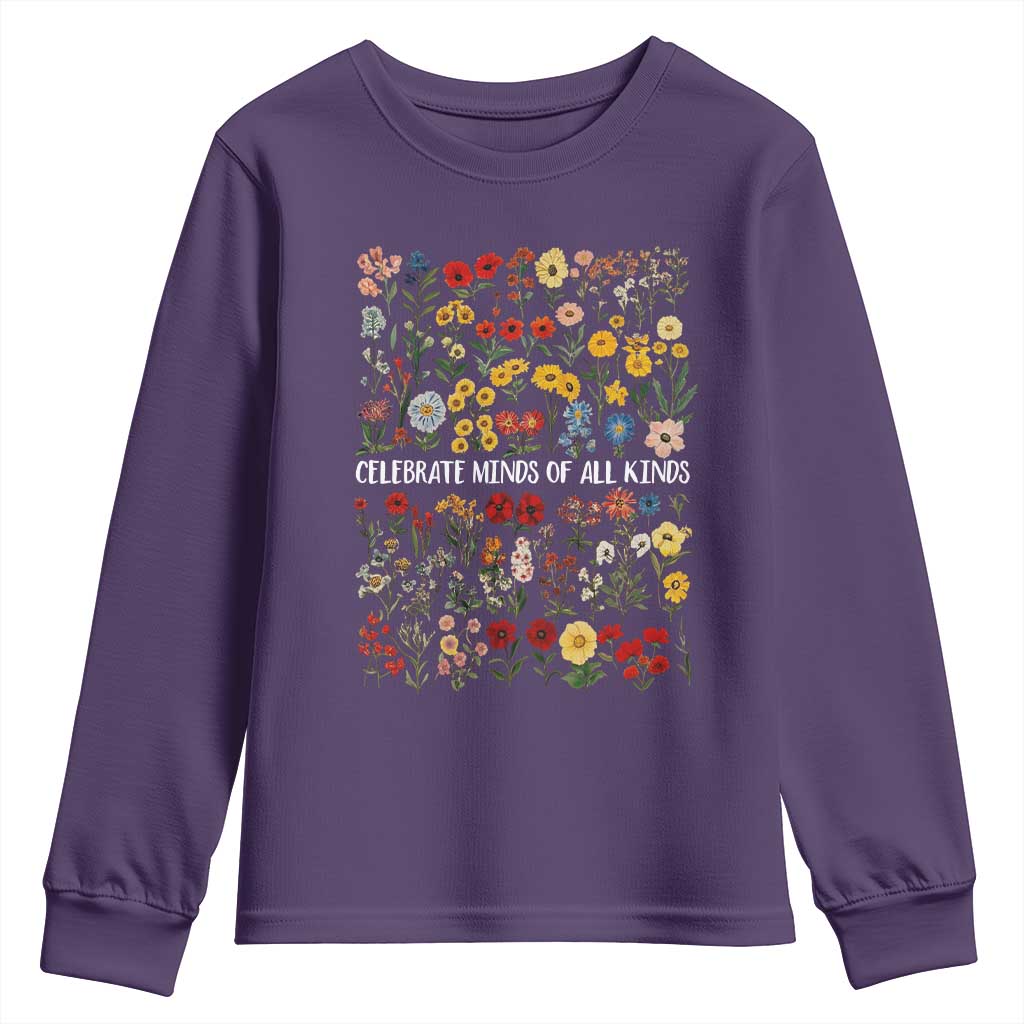Autism Support Youth Sweatshirt Neurodiversity Celebrate Minds of All Kinds