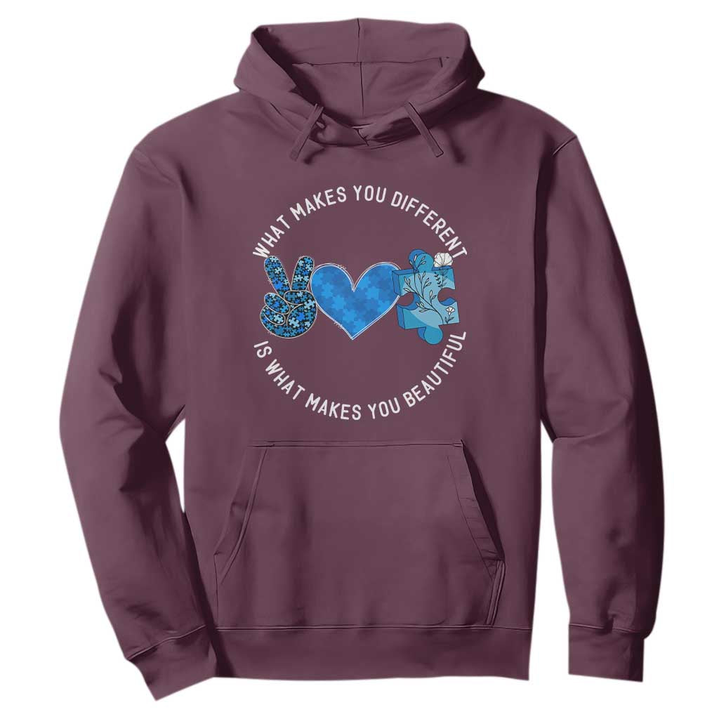 Autism Support Hoodie What Makes You Different Is What Makes You Beautiful
