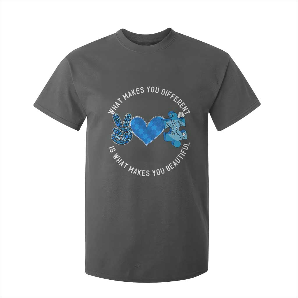 Autism Support T Shirt For Kid What Makes You Different Is What Makes You Beautiful