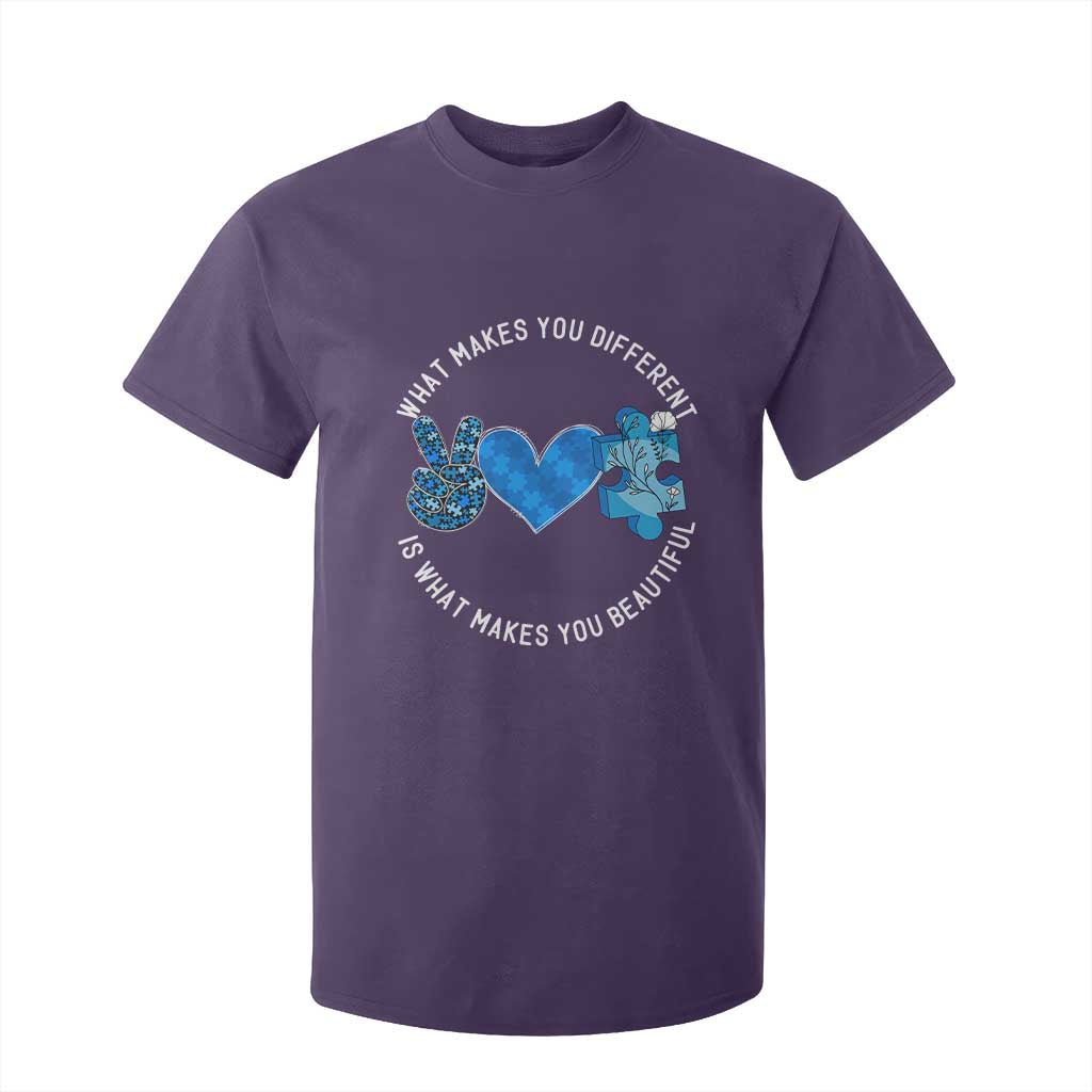 Autism Support T Shirt For Kid What Makes You Different Is What Makes You Beautiful