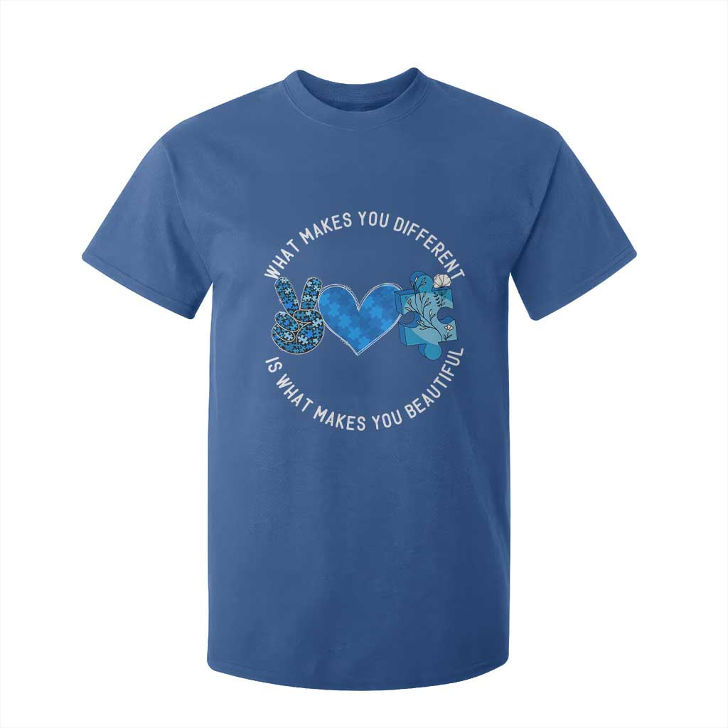 Autism Support T Shirt For Kid What Makes You Different Is What Makes You Beautiful