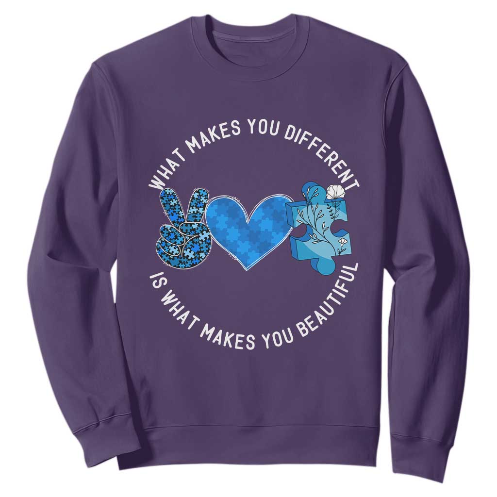 Autism Support Sweatshirt What Makes You Different Is What Makes You Beautiful