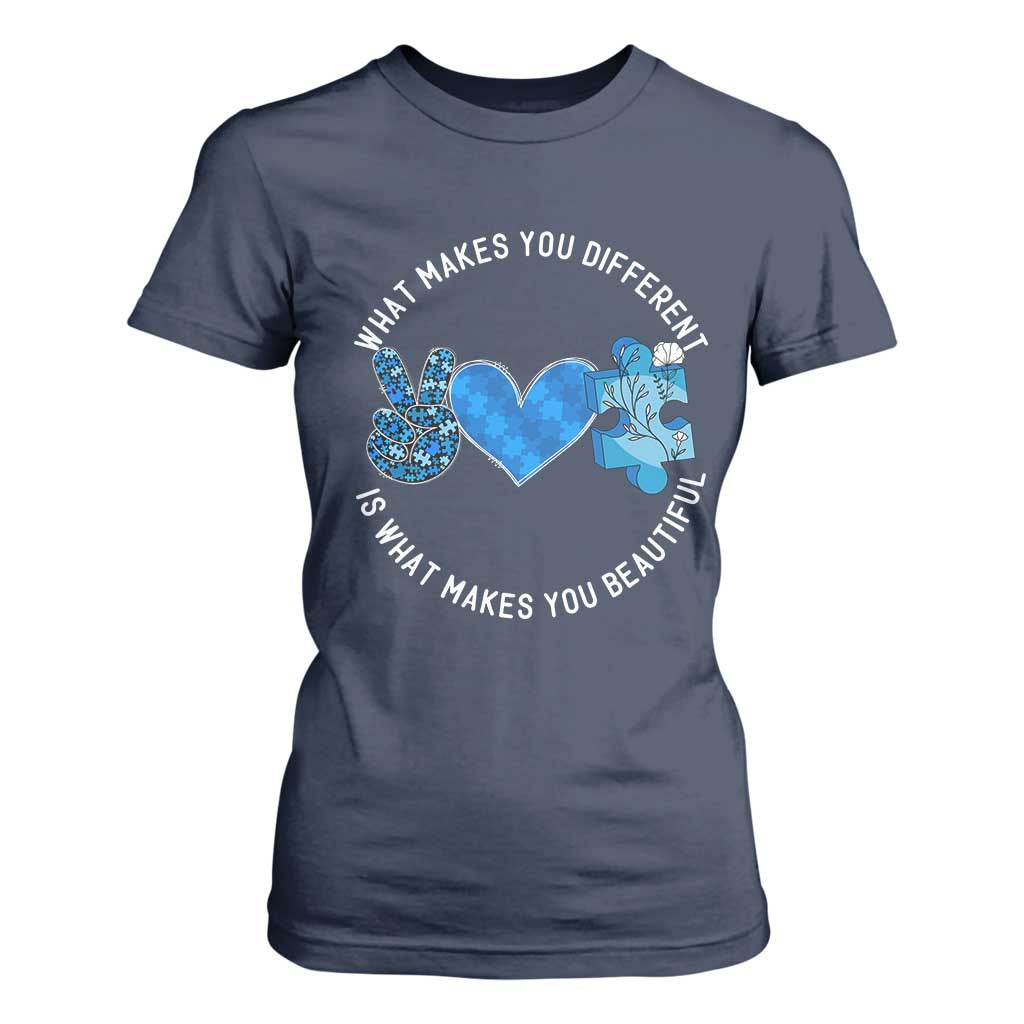 Autism Support T Shirt For Women What Makes You Different Is What Makes You Beautiful