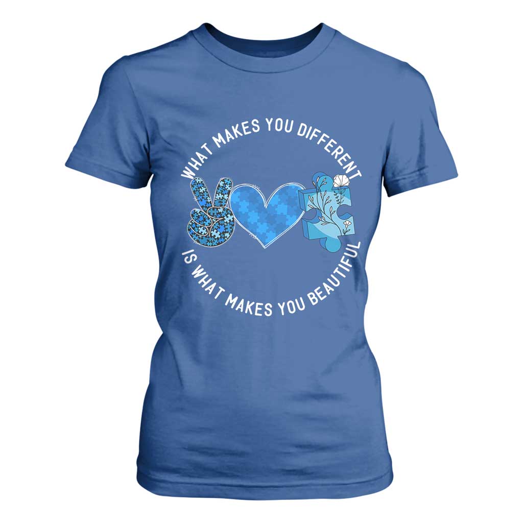Autism Support T Shirt For Women What Makes You Different Is What Makes You Beautiful