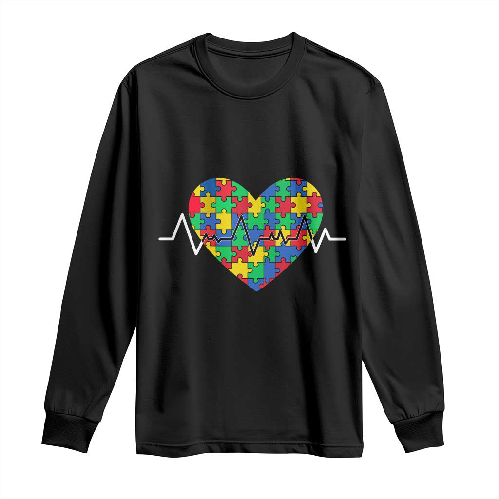 Autism Support Love Heart Puzzle Acceptance Long Sleeve Shirt