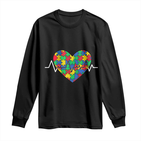 Autism Support Love Heart Puzzle Acceptance Long Sleeve Shirt