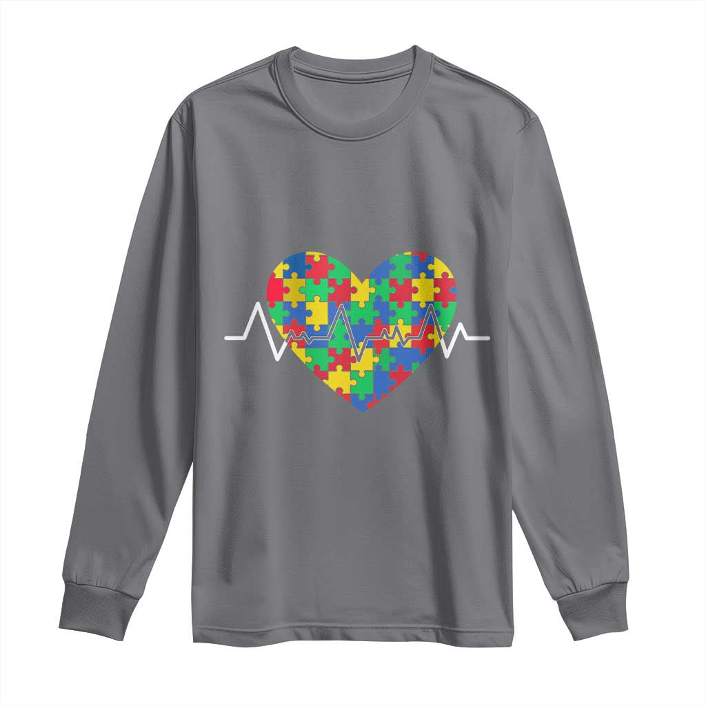 Autism Support Love Heart Puzzle Acceptance Long Sleeve Shirt