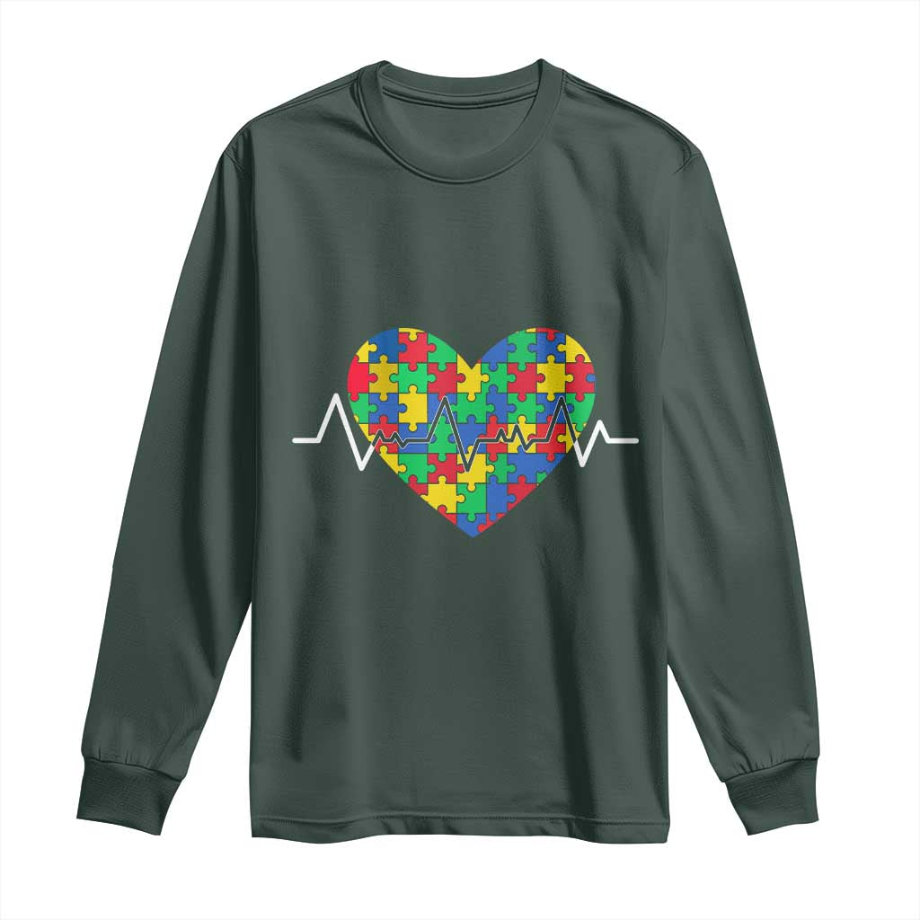 Autism Support Love Heart Puzzle Acceptance Long Sleeve Shirt