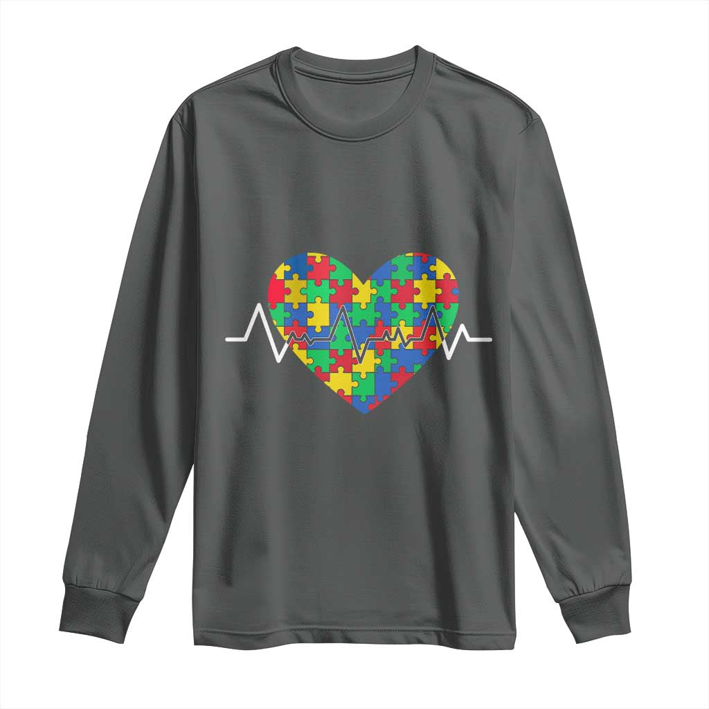 Autism Support Love Heart Puzzle Acceptance Long Sleeve Shirt