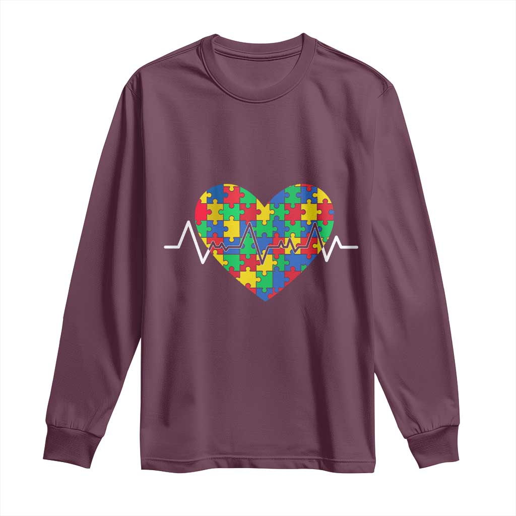 Autism Support Love Heart Puzzle Acceptance Long Sleeve Shirt
