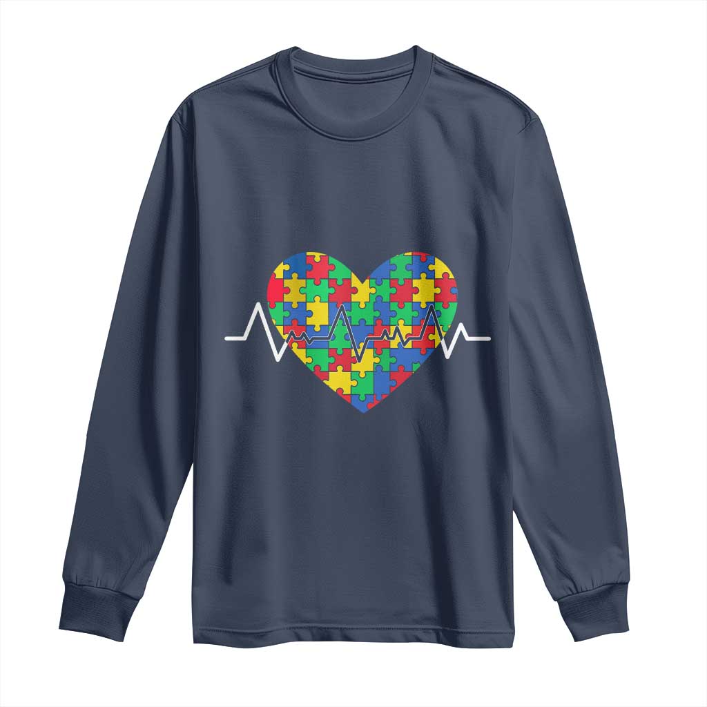 Autism Support Love Heart Puzzle Acceptance Long Sleeve Shirt