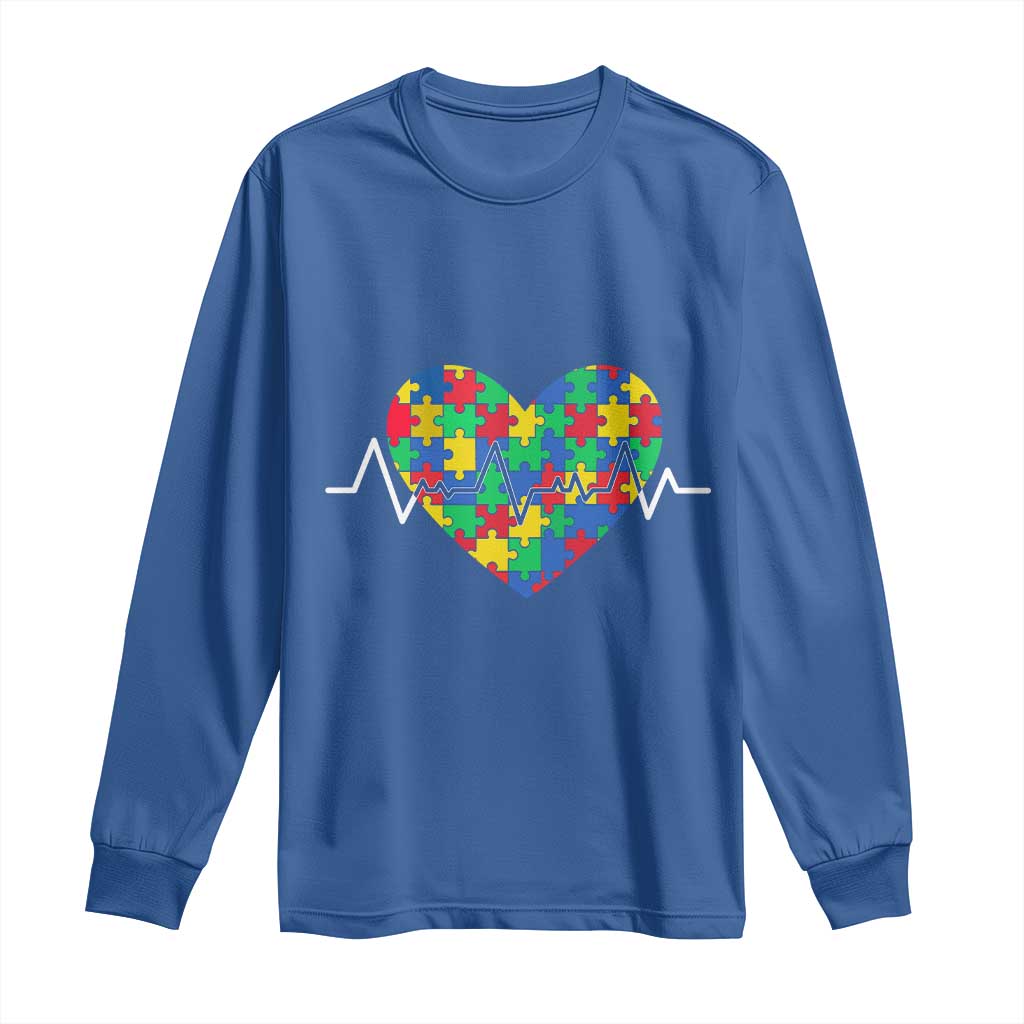 Autism Support Love Heart Puzzle Acceptance Long Sleeve Shirt