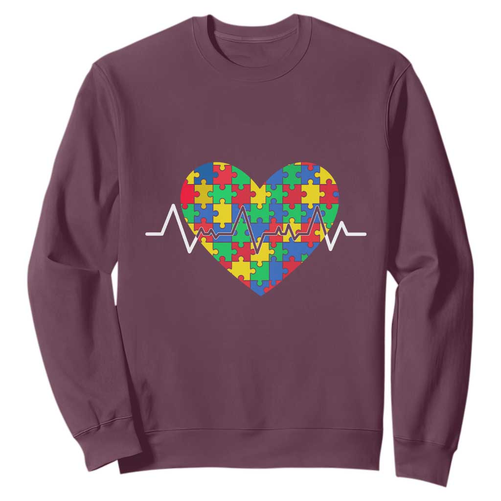 Autism Support Love Heart Puzzle Acceptance Sweatshirt