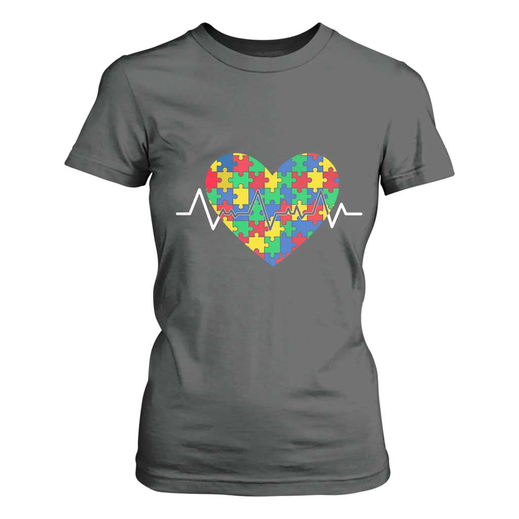 Autism Support Love Heart Puzzle Acceptance T Shirt For Women