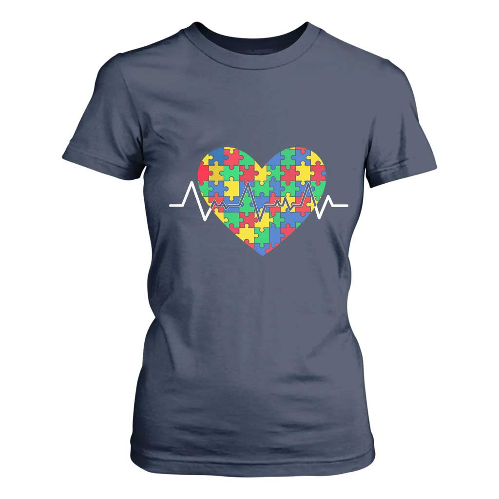 Autism Support Love Heart Puzzle Acceptance T Shirt For Women