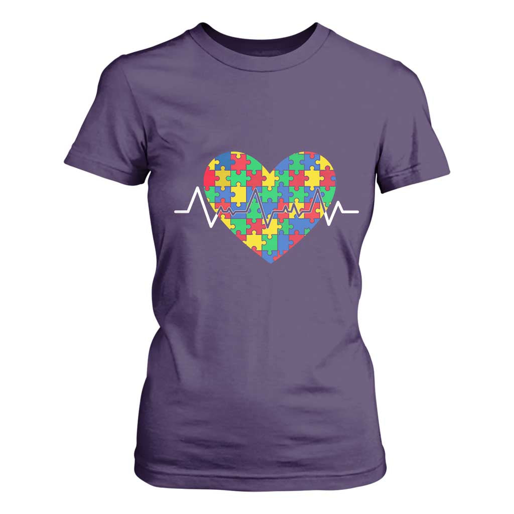 Autism Support Love Heart Puzzle Acceptance T Shirt For Women