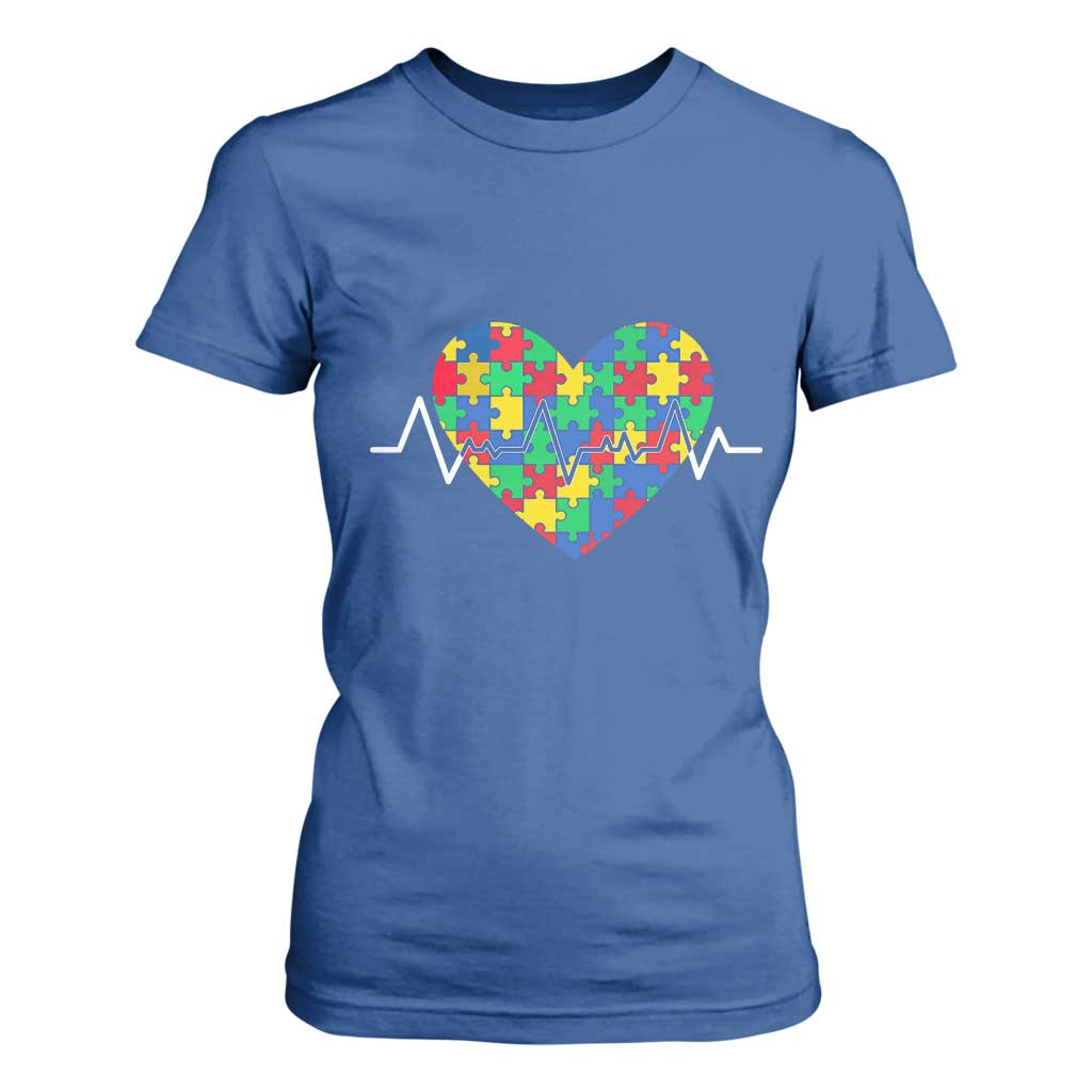 Autism Support Love Heart Puzzle Acceptance T Shirt For Women