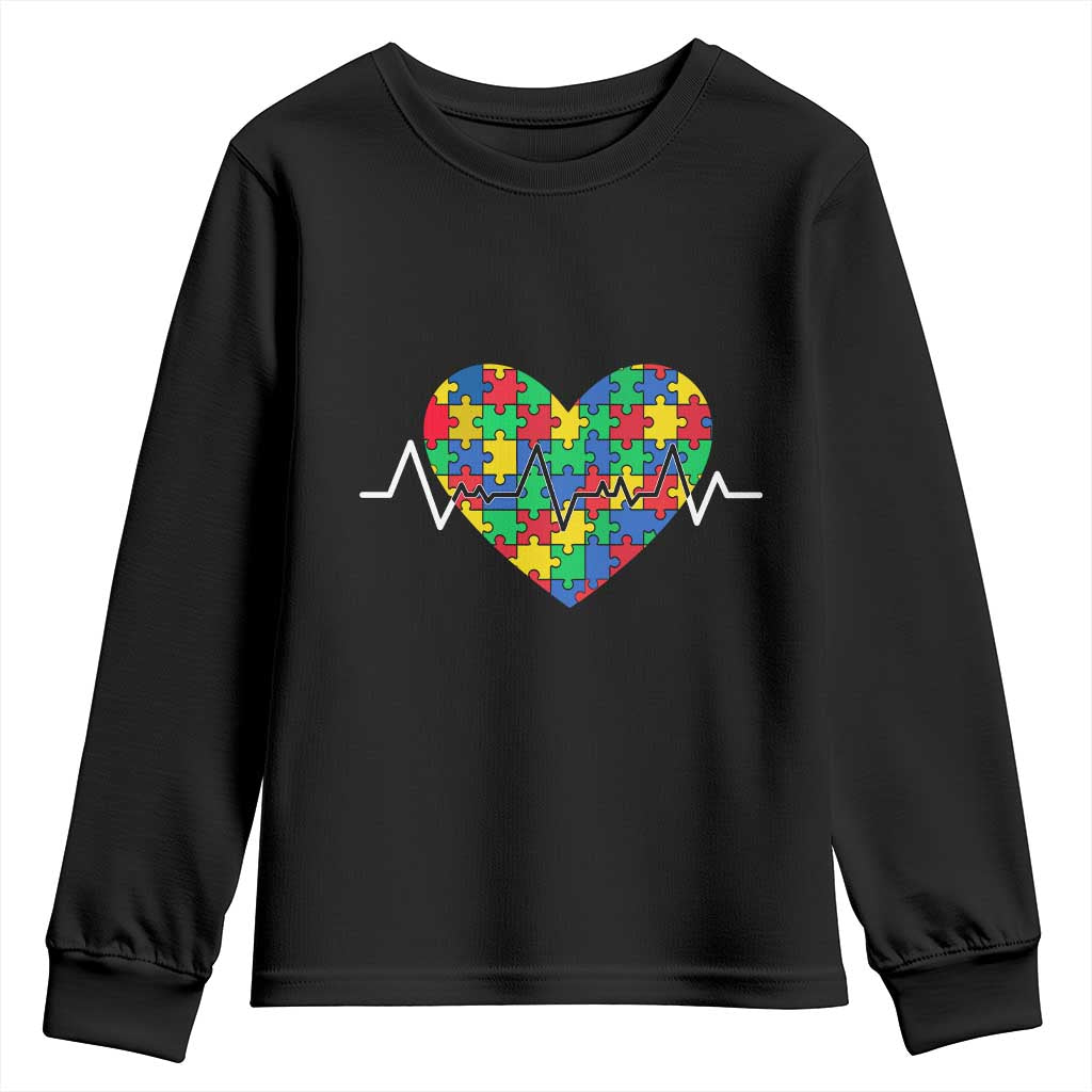 Autism Support Love Heart Puzzle Acceptance Youth Sweatshirt