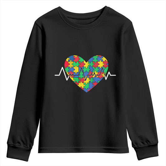 Autism Support Love Heart Puzzle Acceptance Youth Sweatshirt