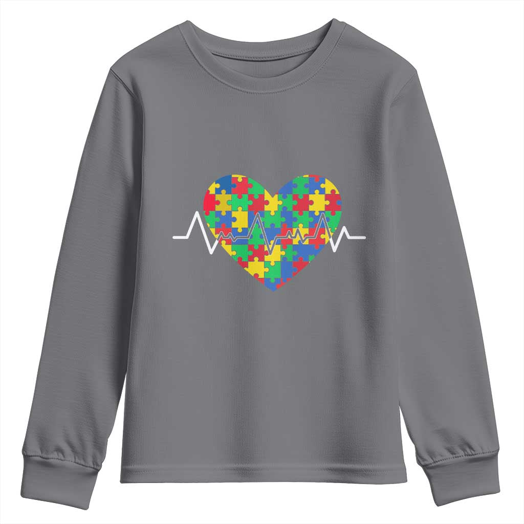 Autism Support Love Heart Puzzle Acceptance Youth Sweatshirt
