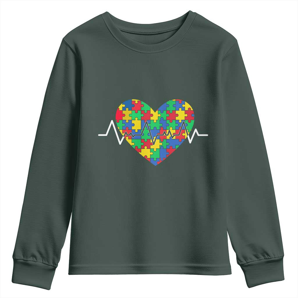 Autism Support Love Heart Puzzle Acceptance Youth Sweatshirt