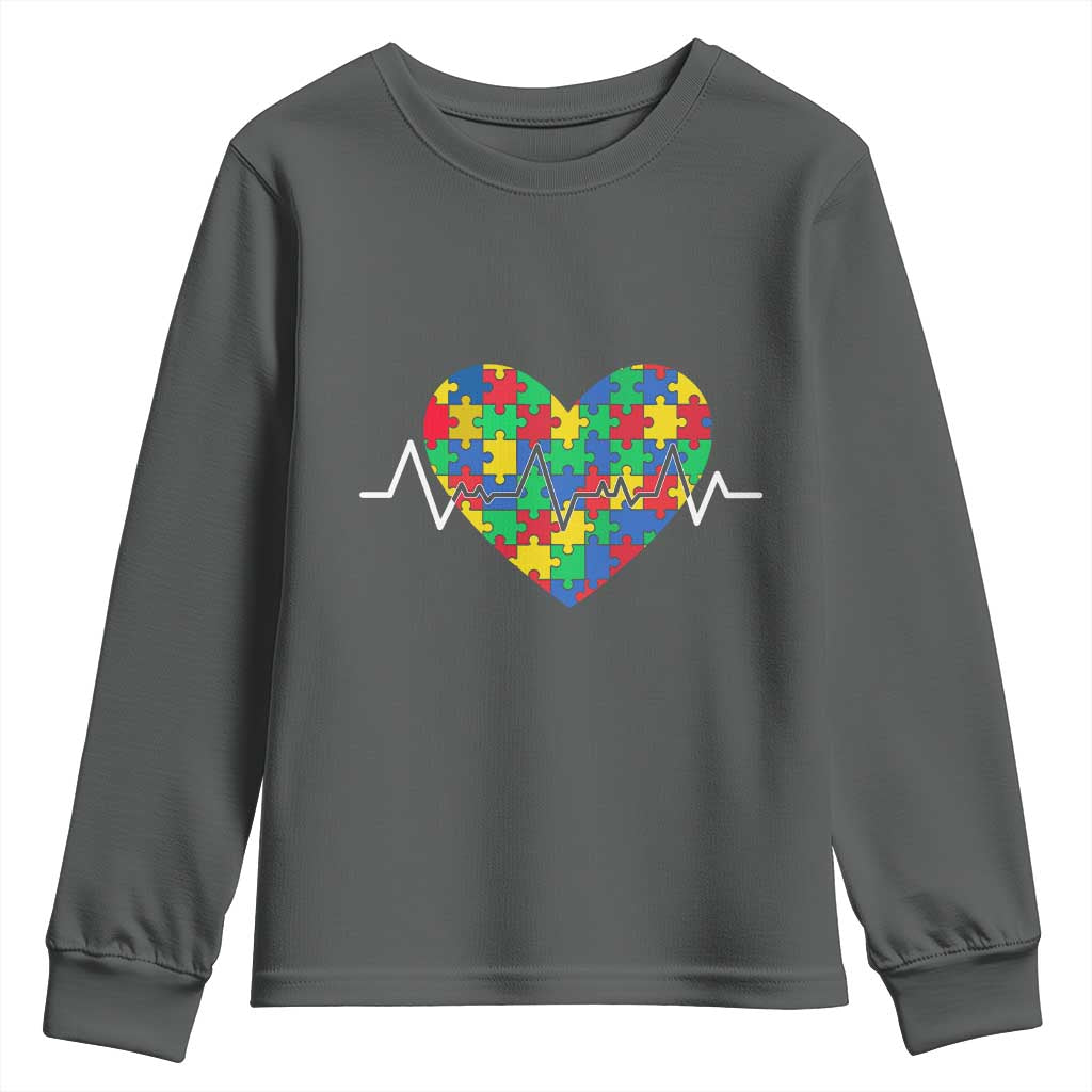 Autism Support Love Heart Puzzle Acceptance Youth Sweatshirt