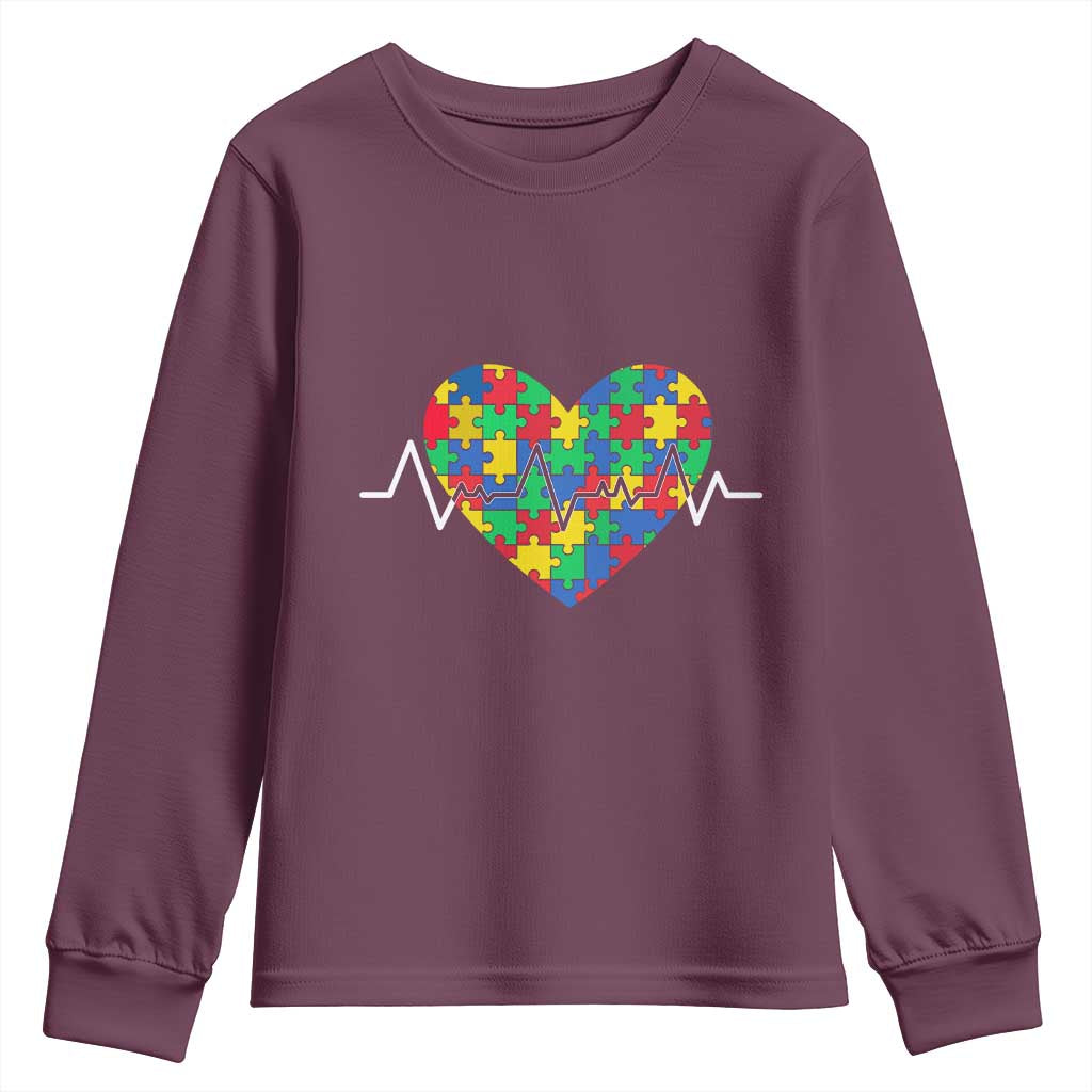 Autism Support Love Heart Puzzle Acceptance Youth Sweatshirt