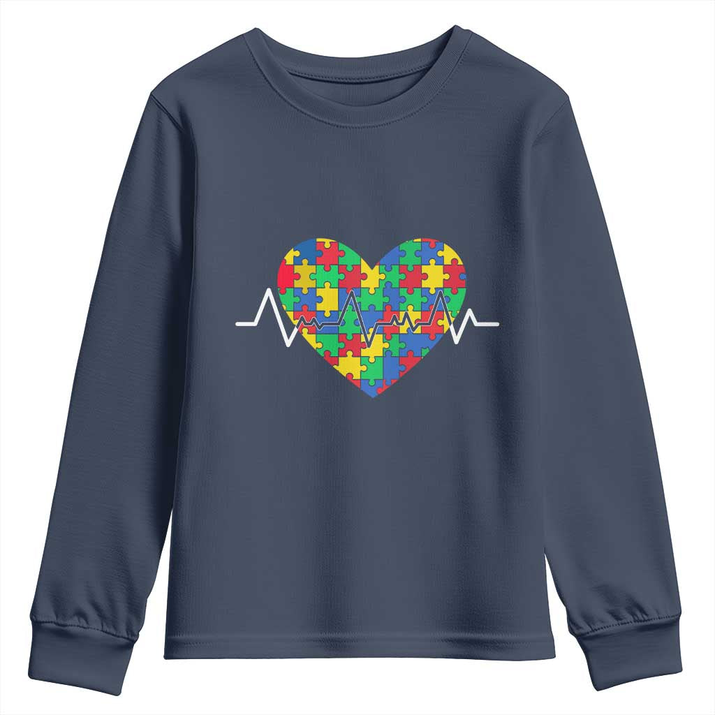 Autism Support Love Heart Puzzle Acceptance Youth Sweatshirt