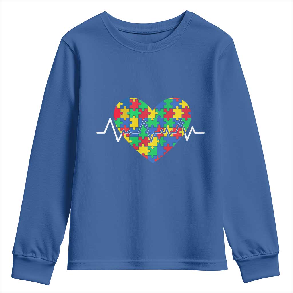 Autism Support Love Heart Puzzle Acceptance Youth Sweatshirt