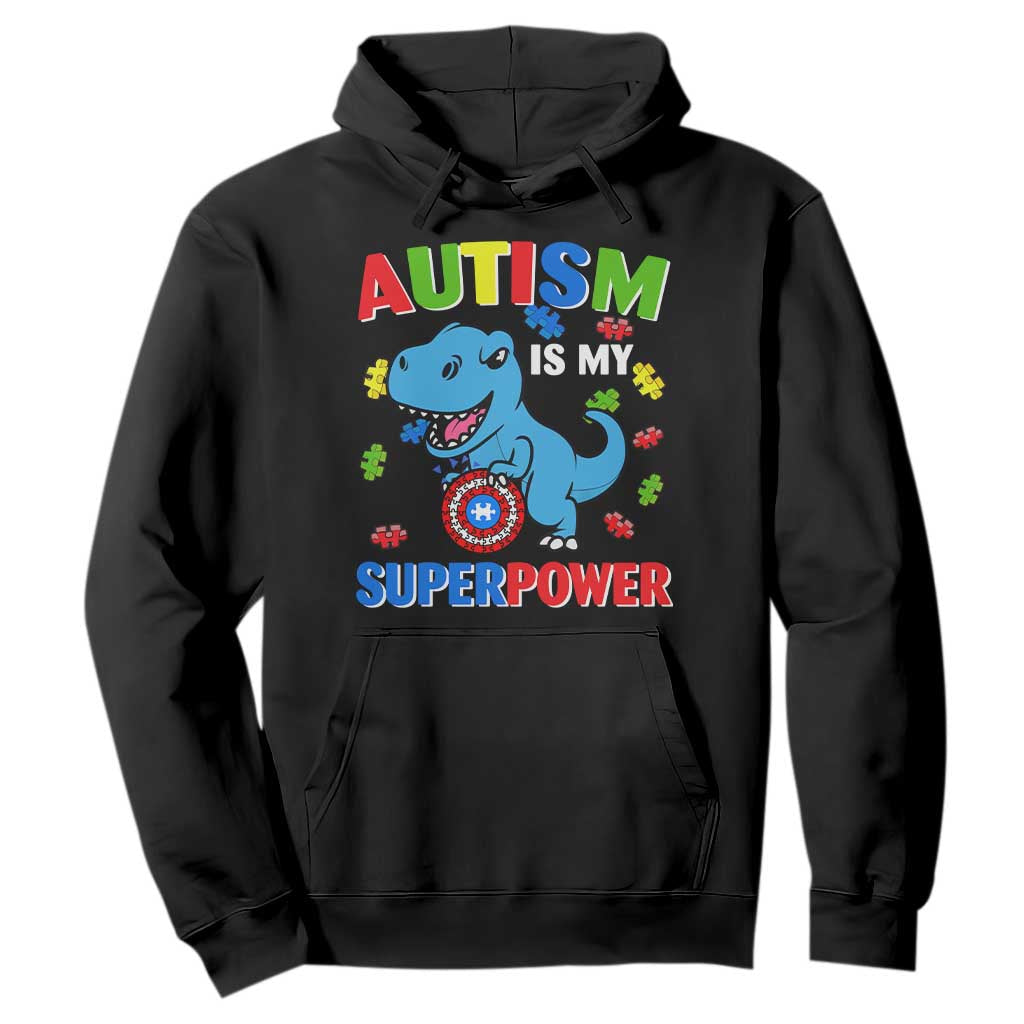 Autism Support Is My Superpower Hoodie Cute Dinosaur Dino Kids Boys