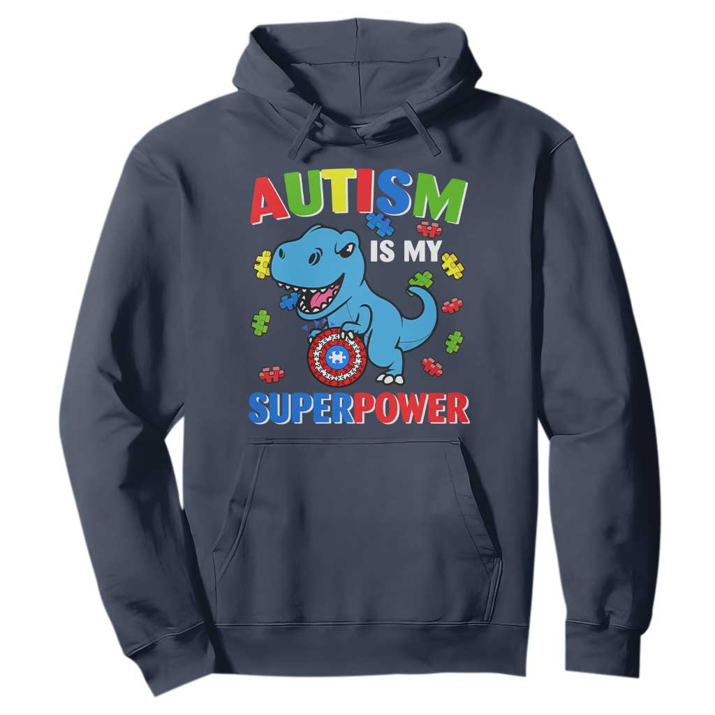 Autism Support Is My Superpower Hoodie Cute Dinosaur Dino Kids Boys