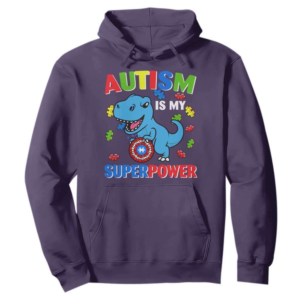 Autism Support Is My Superpower Hoodie Cute Dinosaur Dino Kids Boys