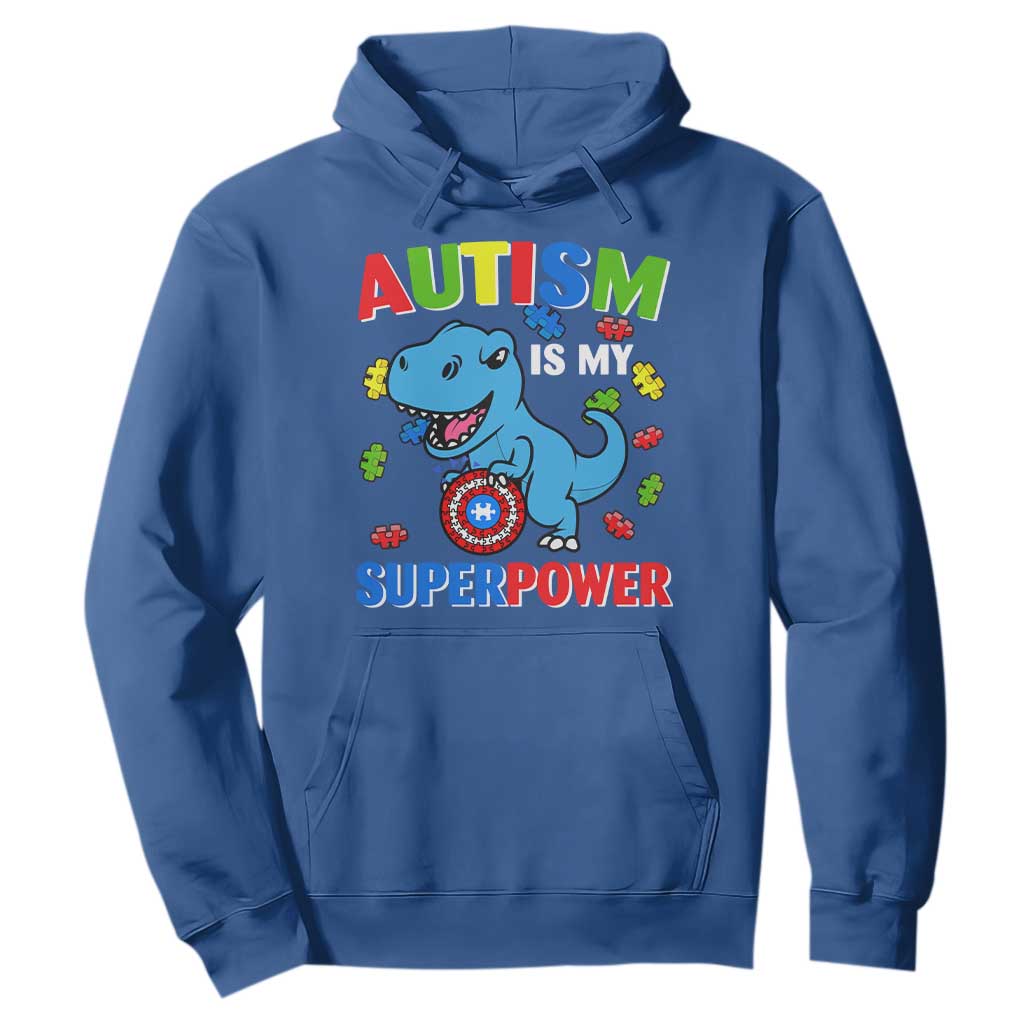 Autism Support Is My Superpower Hoodie Cute Dinosaur Dino Kids Boys