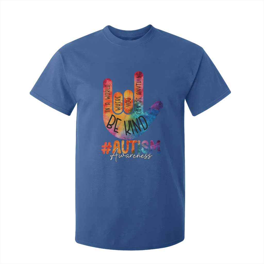 Be Kind ASL Autism Support T Shirt For Kid Love Sign Language Hand Tie Dye
