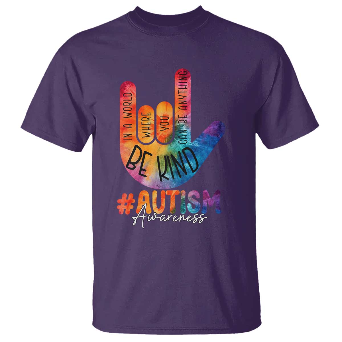 Be Kind ASL Autism Support T Shirt Love Sign Language Hand Tie Dye