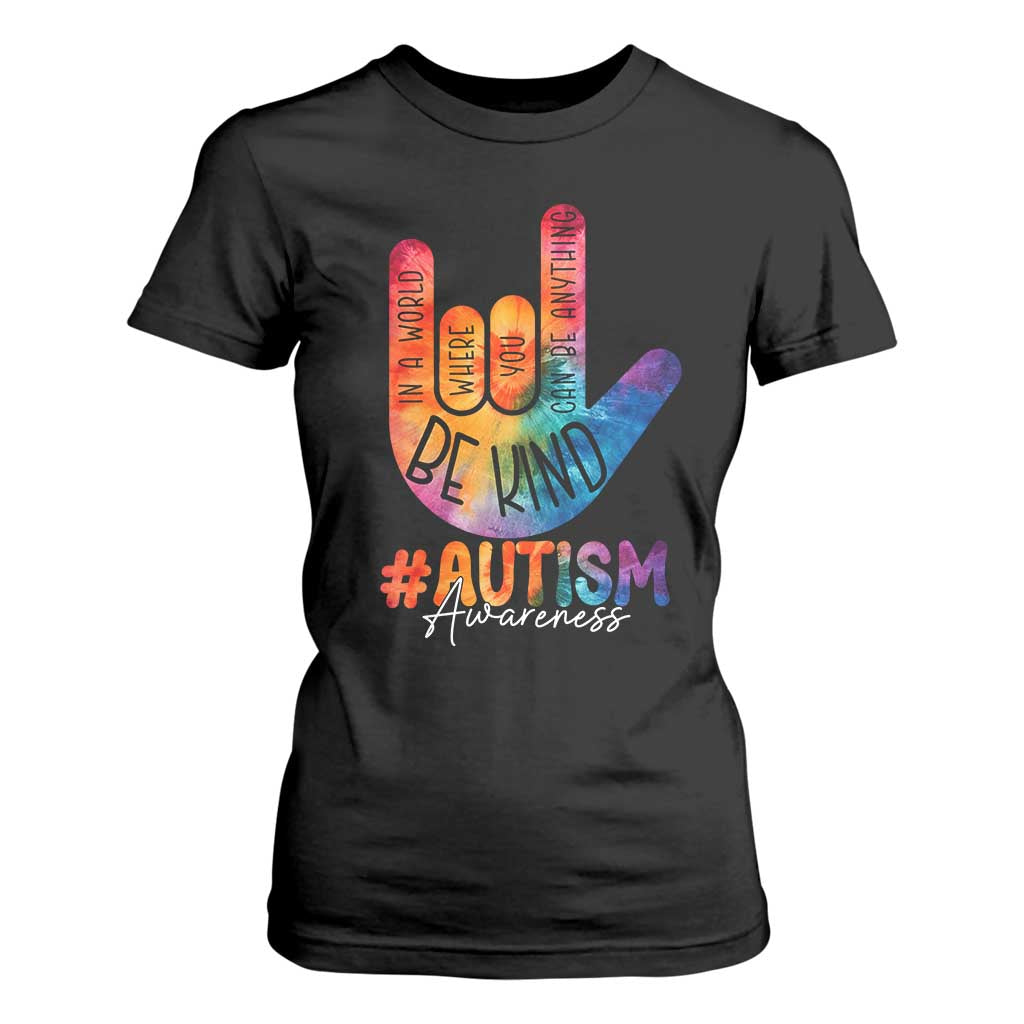 Be Kind ASL Autism Support T Shirt For Women Love Sign Language Hand Tie Dye
