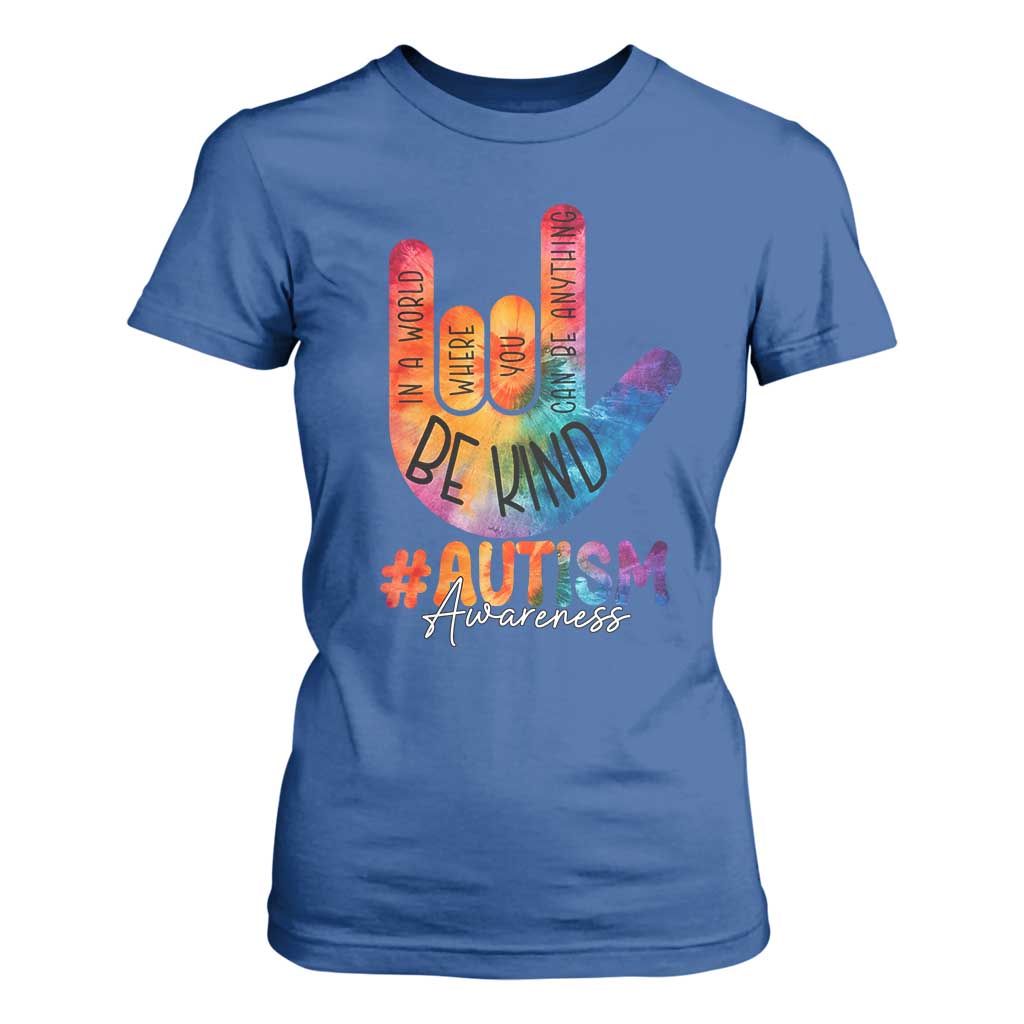 Be Kind ASL Autism Support T Shirt For Women Love Sign Language Hand Tie Dye