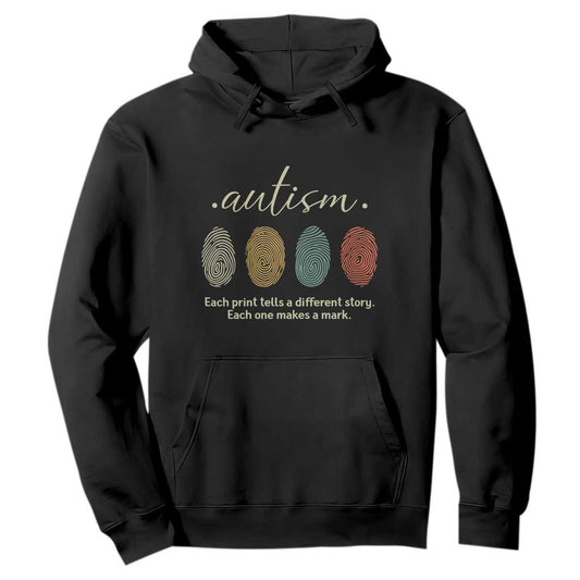 Retro Fingerprint Autism Support Hoodie Each Print Tells A Different Story